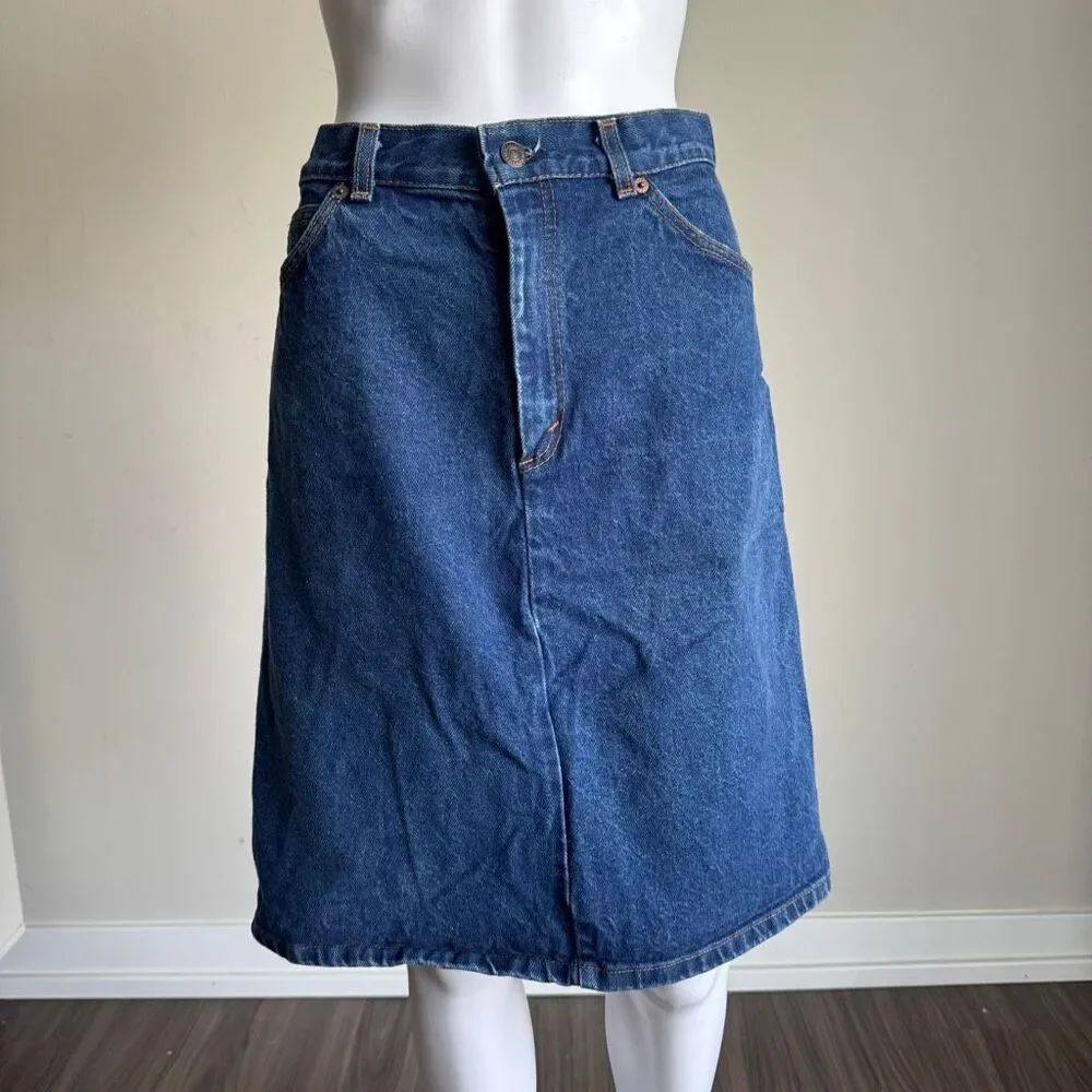 Vintage Levi’s Made In USA 70’s/80’s Denim Pencil Skirt With Back Slit
